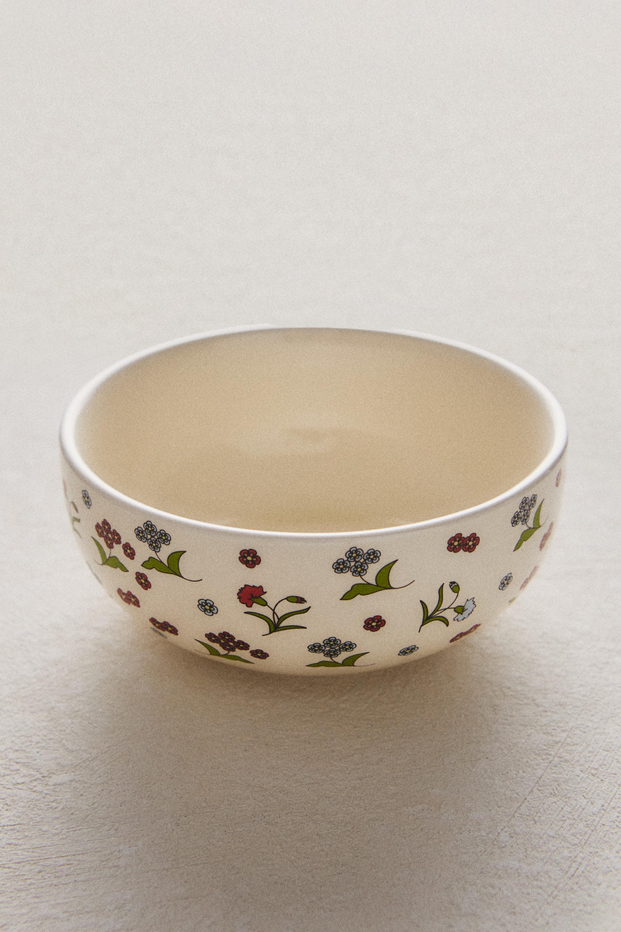 KIDS' FLORAL STONEWARE BOWL